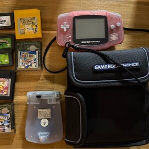 Nintendo Game Boy Advance in Pink with Games and Case
